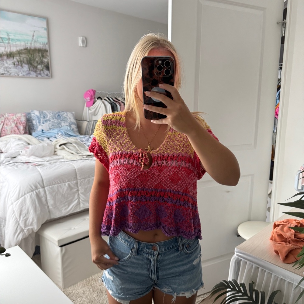 Free People Multicolor Knit Crop Top
